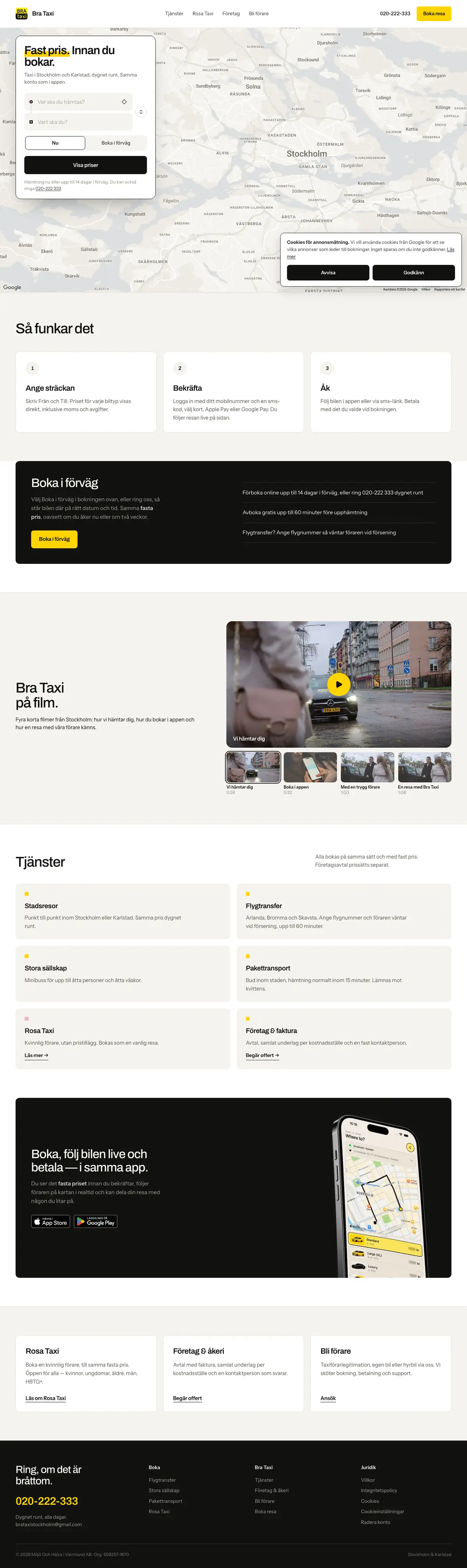 Bra Taxi, page d’accueil