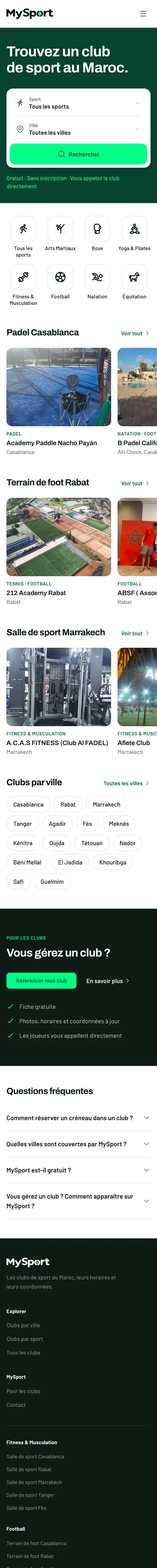 MySport, version mobile