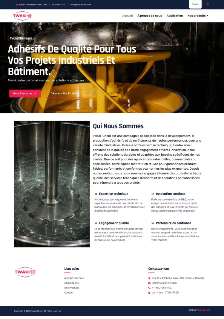Twaki Chem, page d’accueil